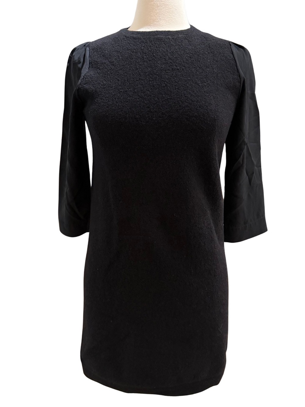 COS Black 100% Wool Silk Sleeve Midi Dress XS